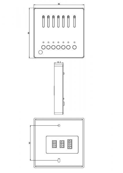 Deko-Light Controller, DMX Wandsteuerung X-Fade-6 II, dimmbar: DMX512 / IR Fernbedienung, 12-24V DC