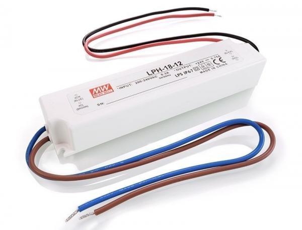 Meanwell Netzgerät, CV, LPH-18-12, spannungskonstant, 180-264V AC/50-60Hz, 12V DC, 0-1500 mA, 18,00