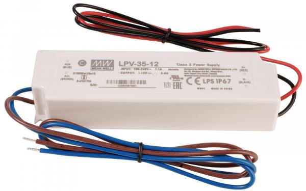 Meanwell Netzgerät, CV, LPV-35-12, spannungskonstant, 110-240V AC/50-60Hz, 12V DC, 0-3000 mA, 35,00