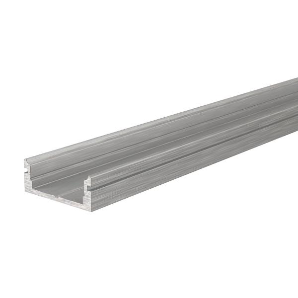 U-Profil flach AU-01-12 für 12 - 13,3 mm LED Stripes, Silber, gebürstet, 1000 mm