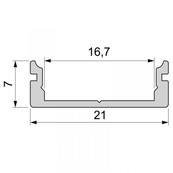 U-Profil flach AU-01-15 für 15 - 16,3 mm LED Stripes, Schwarz-matt, eloxiert, 2000 mm
