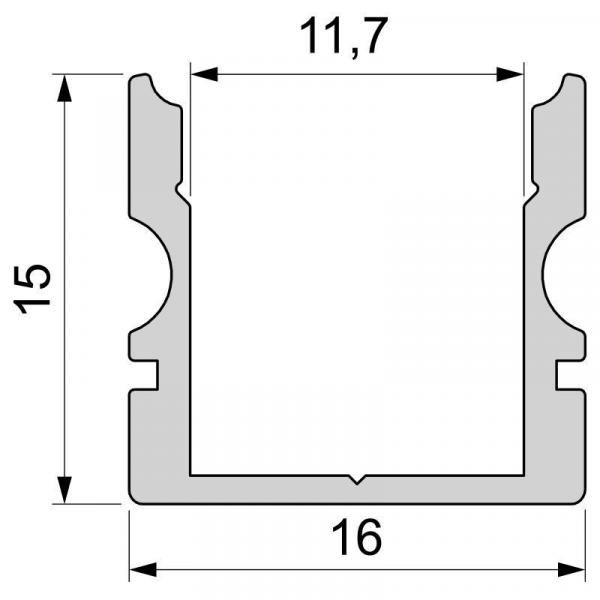 U-Profil hoch AU-02-10 für 10 - 11,3 mm LED Stripes, Silber-matt, eloxiert, 1000 mm