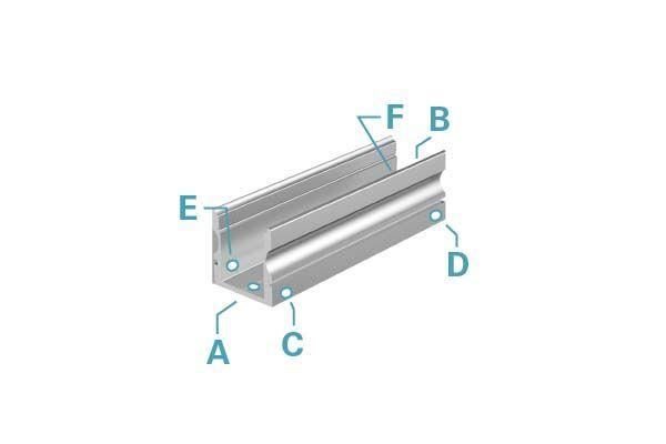 U-Profil hoch AU-02-10 für 10 - 11,3 mm LED Stripes, Silber-matt, eloxiert, 1000 mm