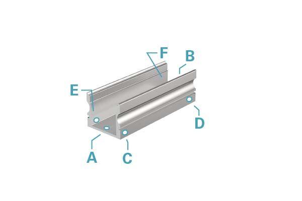 U-Profil hoch AU-02-12 für 12 - 13,3 mm LED Stripes, Silber-matt, eloxiert, 1000 mm