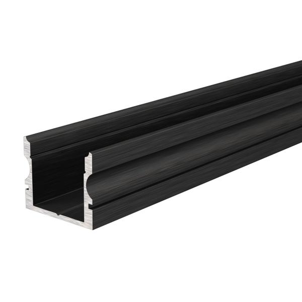 U-Profil hoch AU-02-12 für 12 - 13,3 mm LED Stripes, Schwarz-matt, eloxiert, 2000 mm