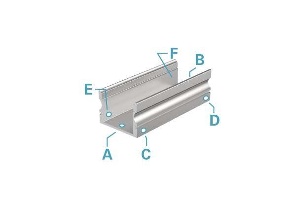 U-Profil hoch AU-02-15 für 15 - 16,3 mm LED Stripes, Silber-matt, eloxiert, 2000 mm