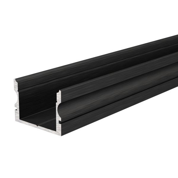 U-Profil hoch AU-02-15 für 15 - 16,3 mm LED Stripes, Schwarz-matt, eloxiert, 1000 mm