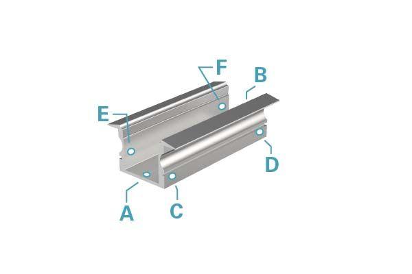 T-Profil hoch ET-02-12 für 12 - 13,3 mm LED Stripes, Silber, gebürstet, 1000 mm