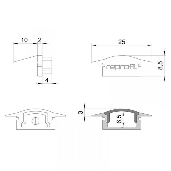 Zubehör, Endkappe F-ET-01-10 Set 2 Stk, Länge: 25 mm, Breite: 16 mm, Höhe: 8,5 mm