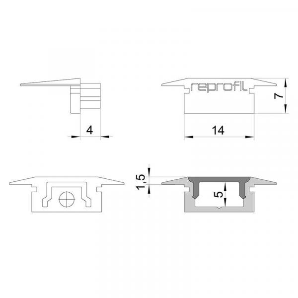 Zubehör, Endkappe P-ET-01-08 Set 2 Stk, Länge: 23 mm, Breite: 16 mm, Höhe: 7 mm