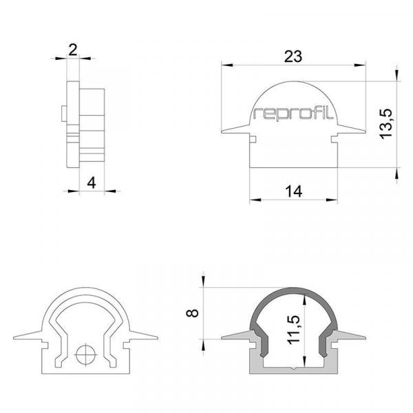 Endkappe R-ET-01-08 Set 2 Stk