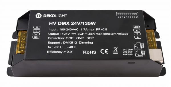 Deko-Light Netzgerät, BASIC, DIM, CV, HV DMX 24V/135W, spannungskonstant, dimmbar: DMX512, 100-240V