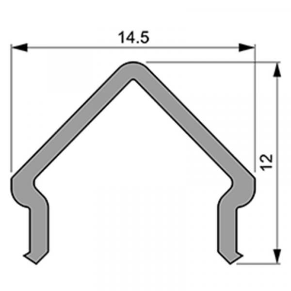 Zubehör, Abdeckung E-01-10, Länge: 2000 mm, Breite: 14,5 mm, Höhe: 12 mm