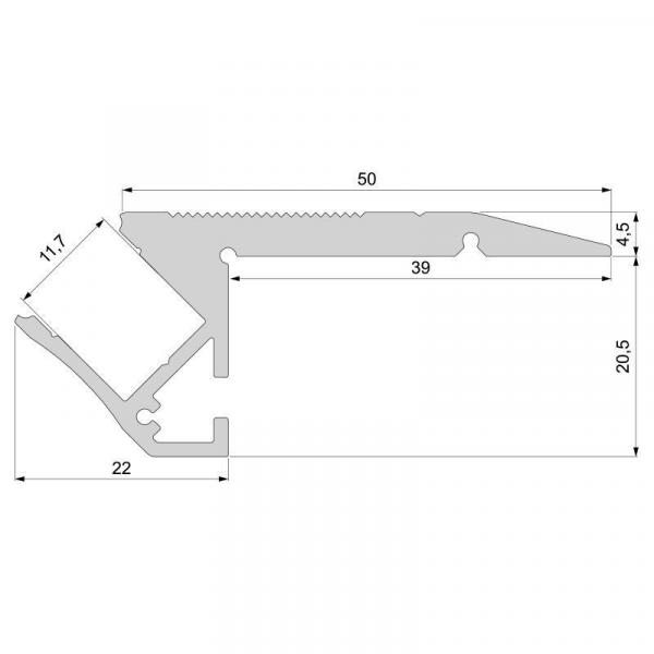 Treppenstufen-Profil AL-01-10 für 10 - 11,3 mm LED Stripes, Silber-matt, eloxiert, 3000 mm