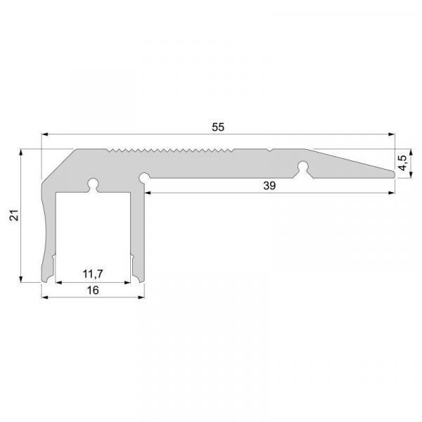 Treppenstufen-Profil AL-02-10 für 10 - 11,3 mm LED Stripes, Silber-matt, eloxiert, 1000 mm