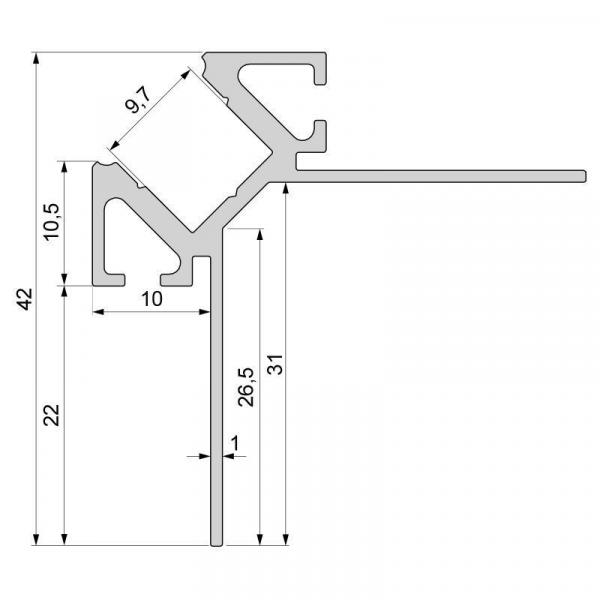 Fliesen-Profil Ecke außen EV-02-08 für 8 - 9,3 mm LED Stripes, Silber-matt, eloxiert, 2500 mm