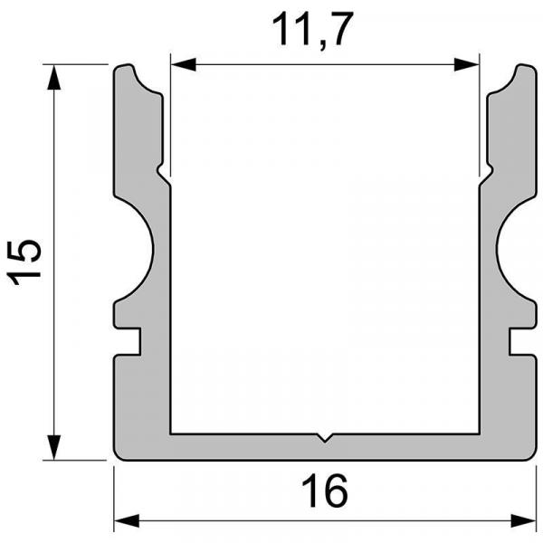 U-Profil hoch AU-02-10 für 10 - 11,3 mm LED Stripes, Silber-matt, eloxiert, 4000 mm