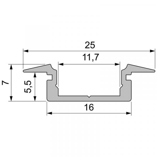 T-Profil flach ET-01-10 für 10 - 11,3 mm LED Stripes, Silber-matt, eloxiert, 4000 mm