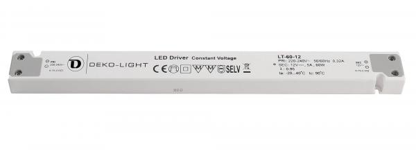 Deko-Light Netzgerät, LONG-FLAT, CV, LT-60-12, spannungskonstant, 220-240V AC/50-60Hz, 12V DC, 0-500