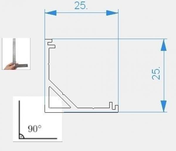 Eck-Profil AV-03-12 für 12 - 13,3 mm LED Stripes, Weiß, eloxiert, 3000 mm