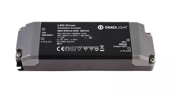 Deko-Light Netzgerät, BASIC, CC, Q8H-500mA/40W, stromkonstant, 220-240V AC/50-60Hz, 27-80V DC, 500 m