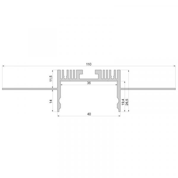 Trockenbau-Profil, Wand-Decke EU-01-36 für bis 36 mm LED Stripe, Silber, naturbelassen, 3000 mm