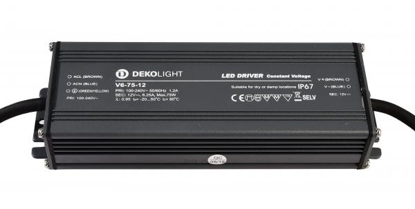 Deko-Light Netzgerät, IP, CV, V6-75-12, spannungskonstant, 100-240V AC/50-60Hz, 12V DC, 1200 mA, 0-6