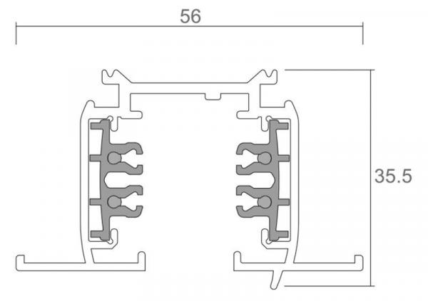 D Line Einbaustromschiene mit Flügel 3m