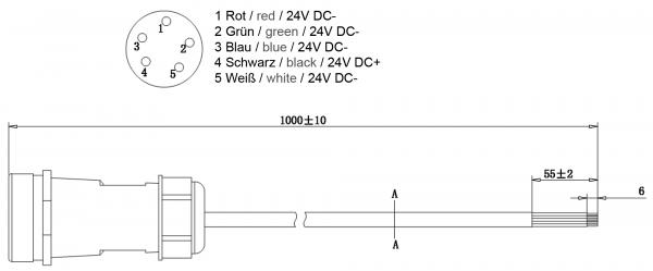Weipu HQ 12/24/48V Einspeisekabel 5-polig
